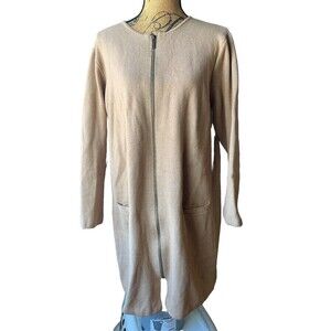 Banana Republic Cardigan Sweater Womens Size XL Tan Full Zip Front 2 Pocket